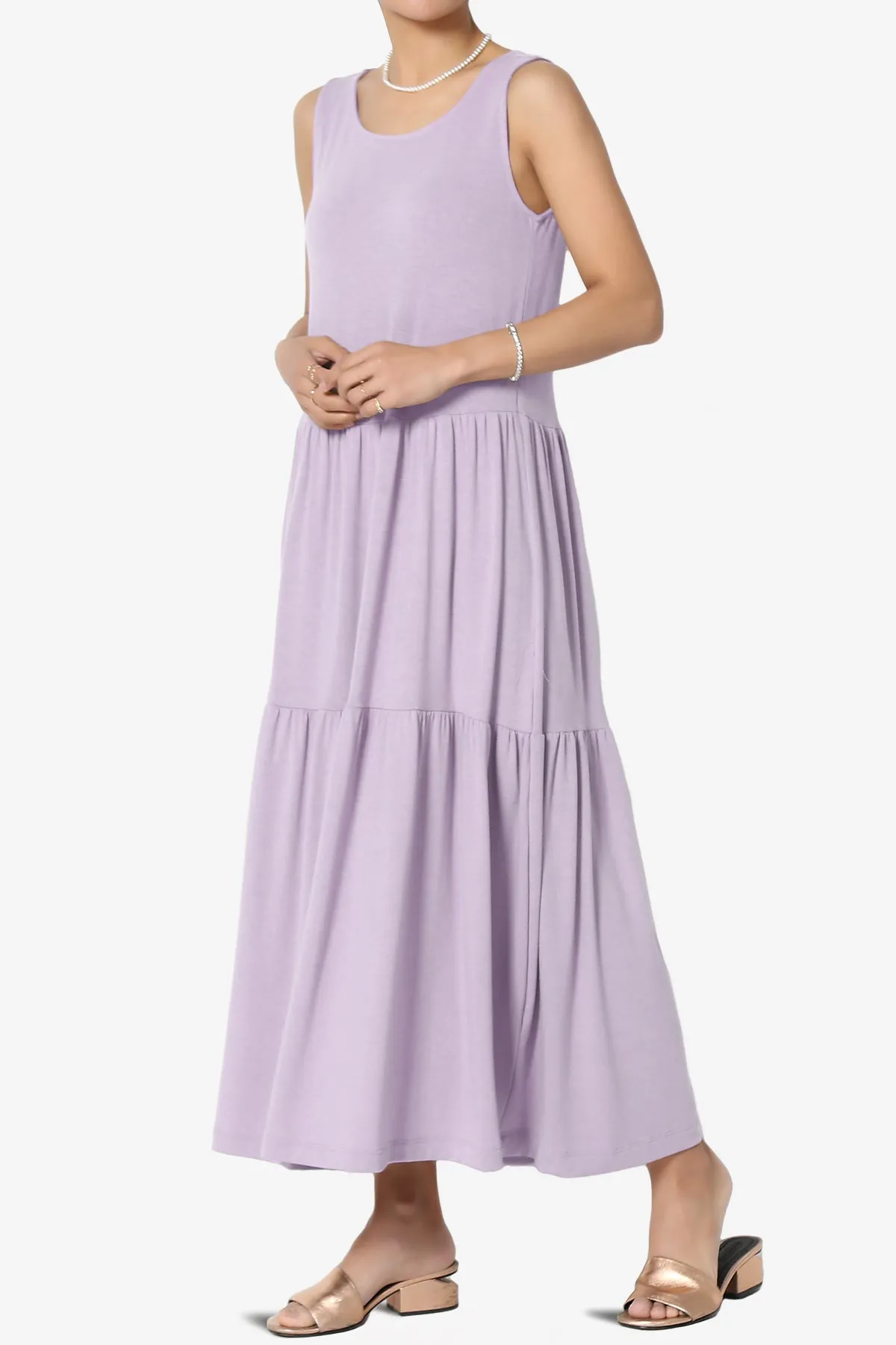 Macie Sleeveless Tiered Jersey Long Midi Dress