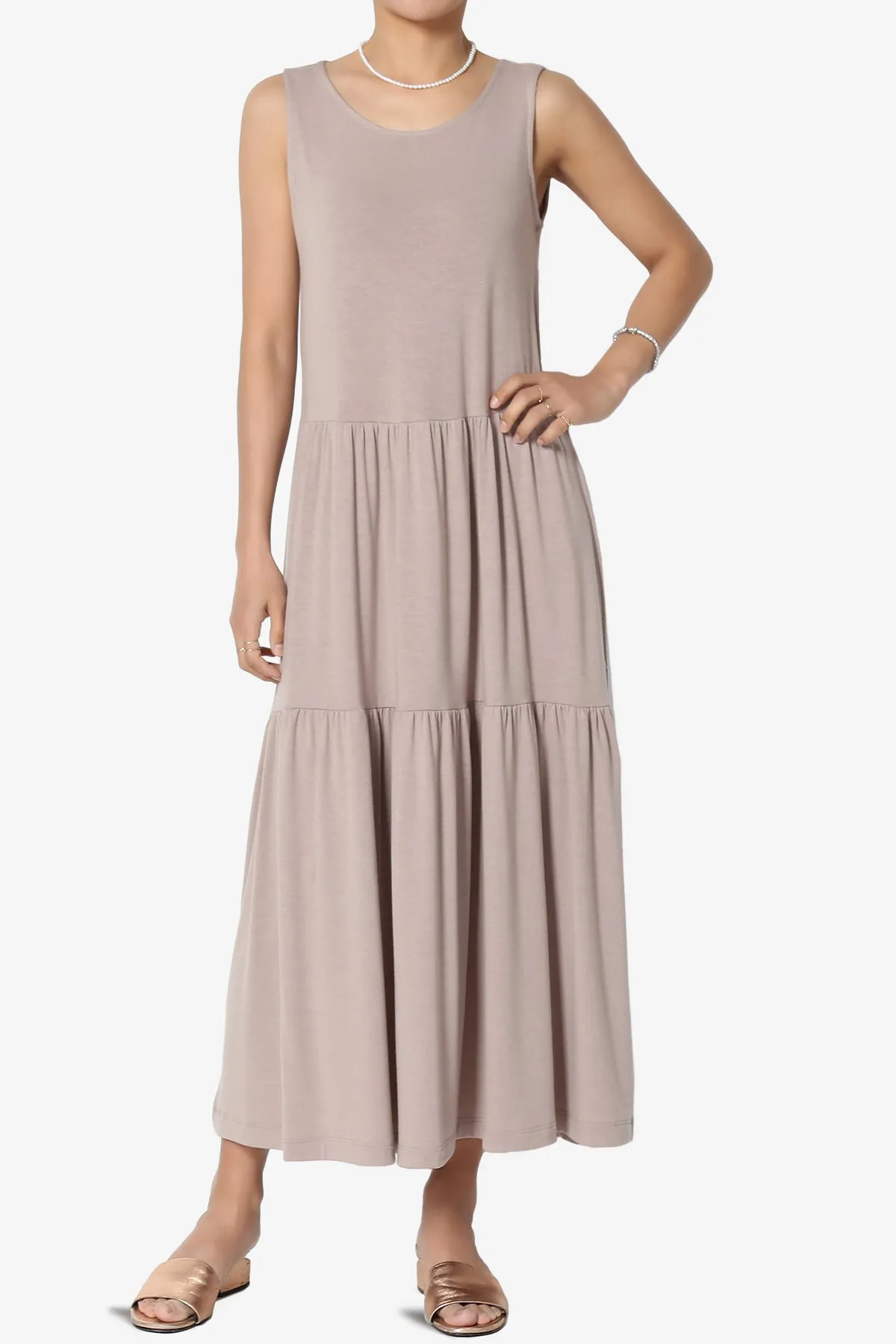 Macie Sleeveless Tiered Jersey Long Midi Dress