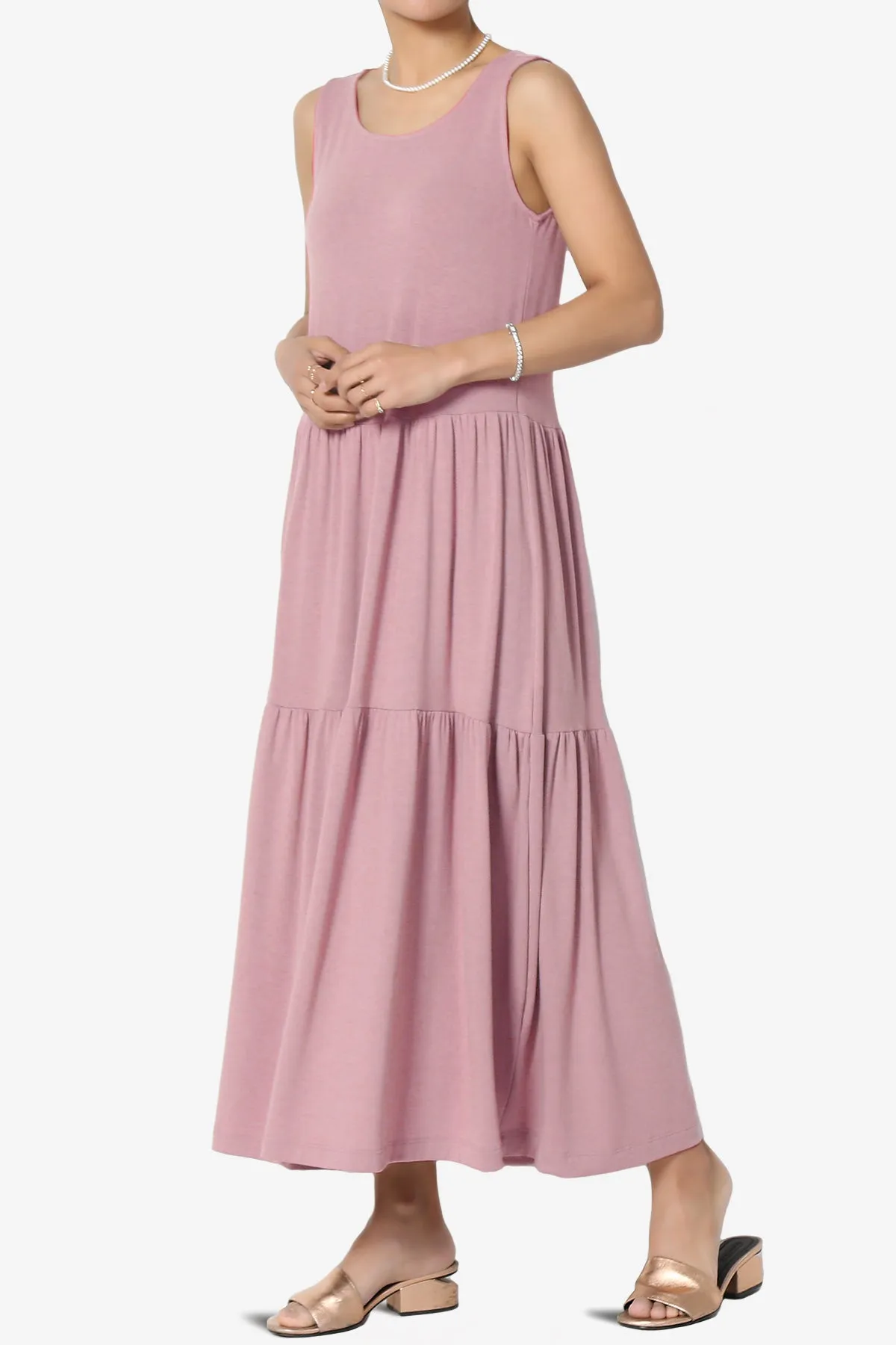 Macie Sleeveless Tiered Jersey Long Midi Dress