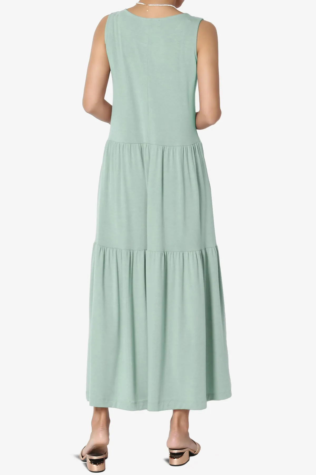 Macie Sleeveless Tiered Jersey Long Midi Dress
