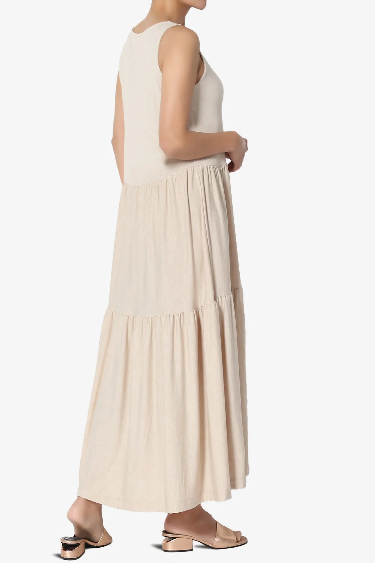 Macie Sleeveless Tiered Jersey Long Midi Dress