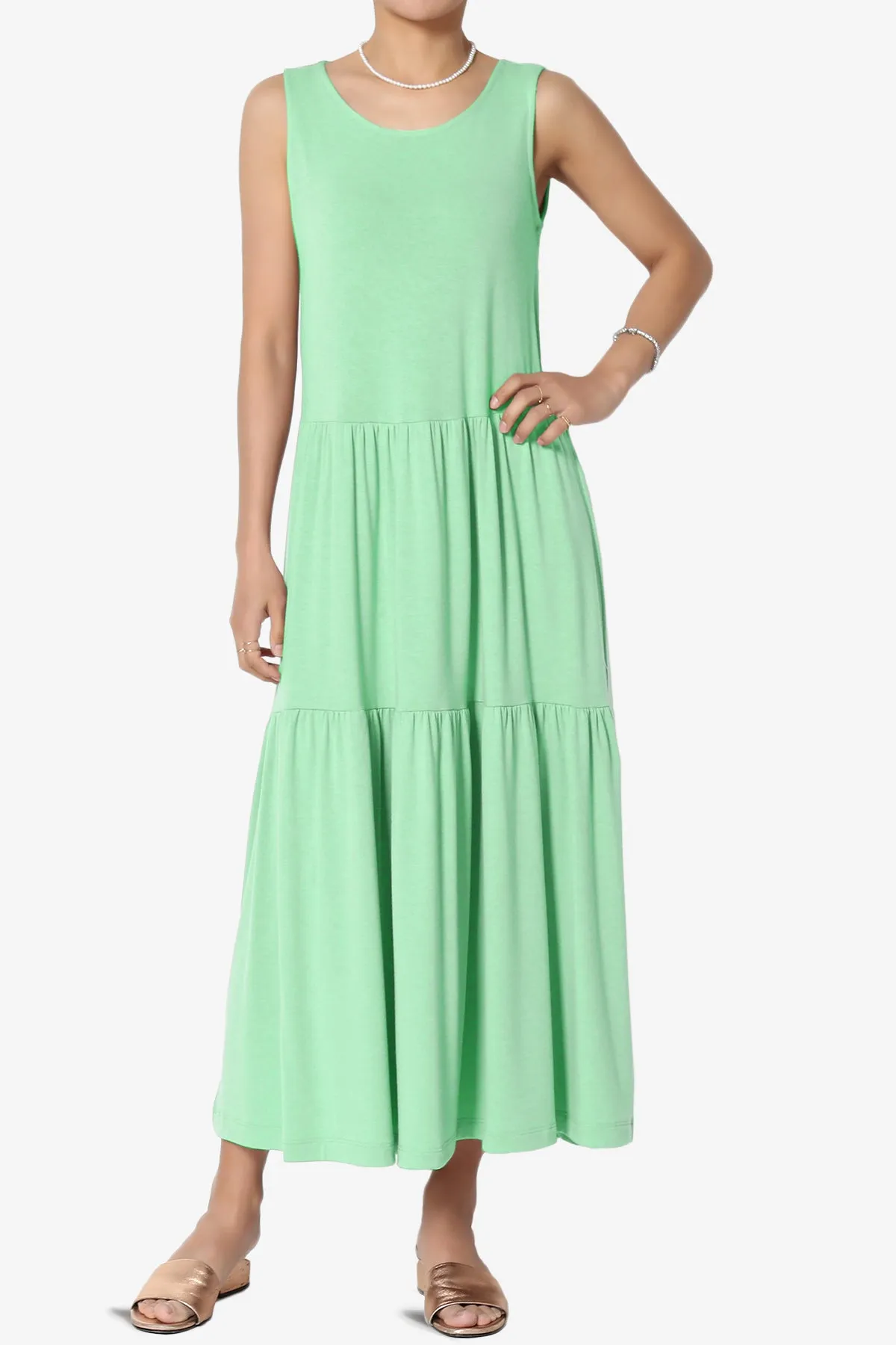 Macie Sleeveless Tiered Jersey Long Midi Dress
