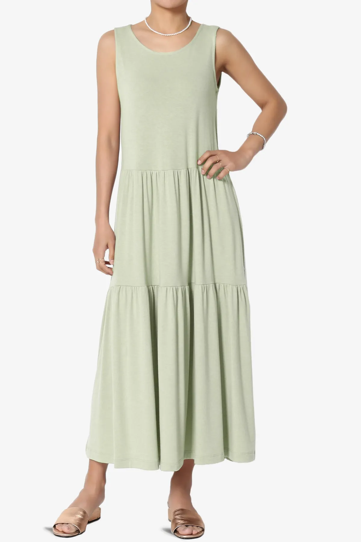 Macie Sleeveless Tiered Jersey Long Midi Dress