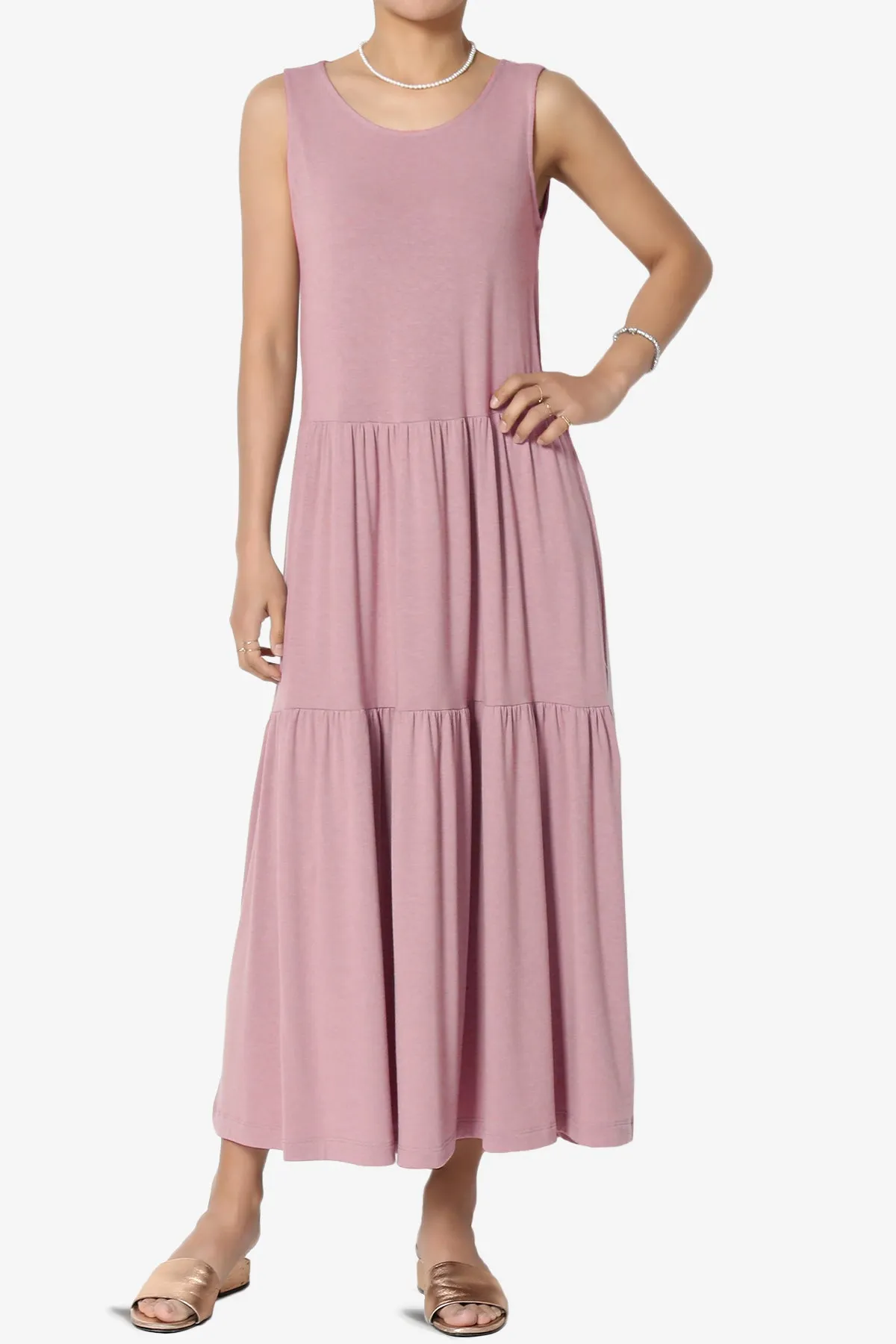 Macie Sleeveless Tiered Jersey Long Midi Dress