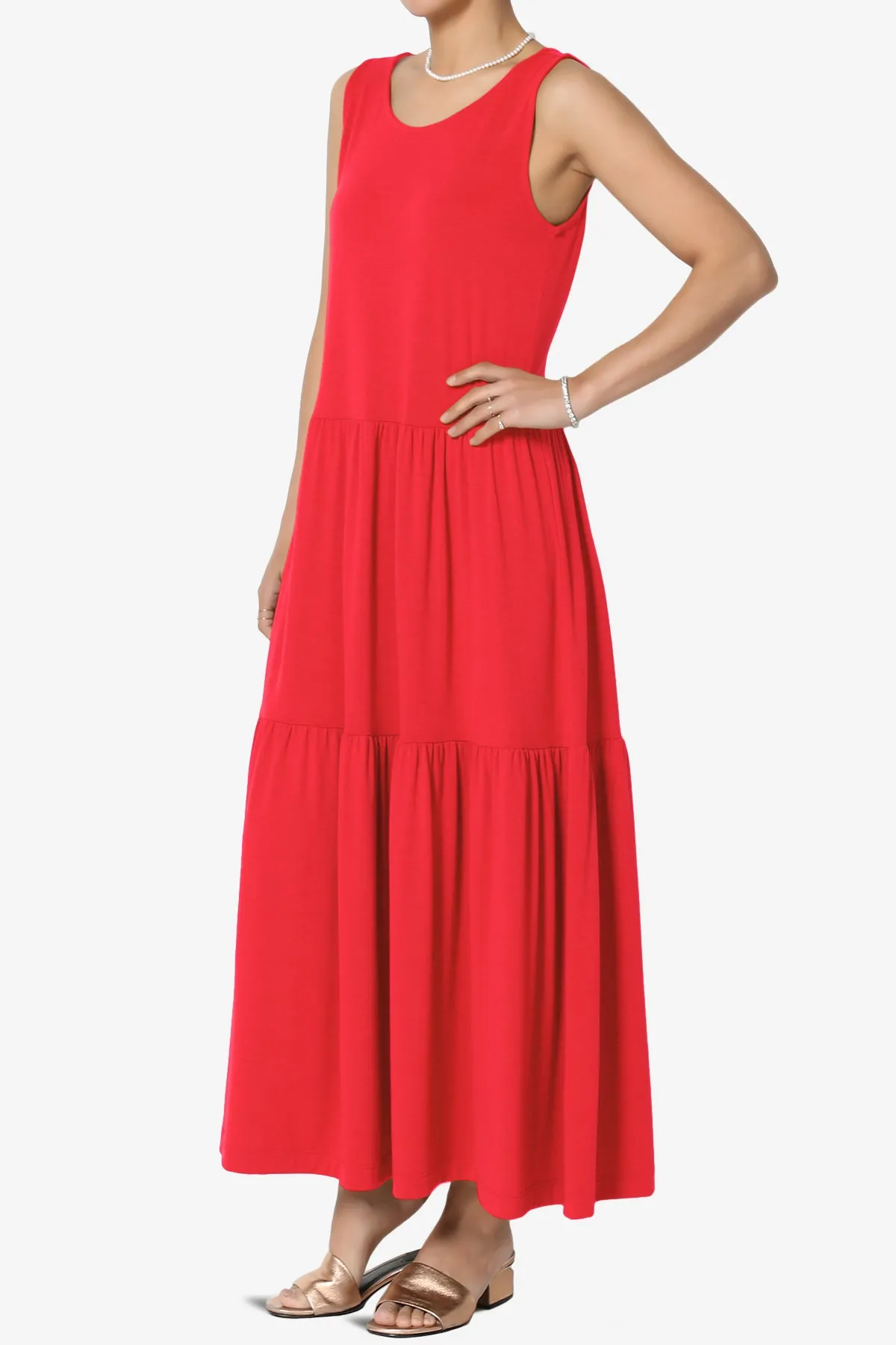 Macie Sleeveless Tiered Jersey Long Midi Dress