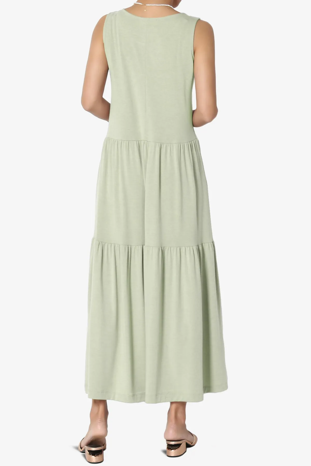 Macie Sleeveless Tiered Jersey Long Midi Dress