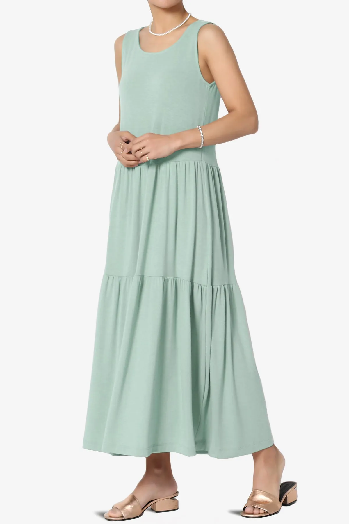 Macie Sleeveless Tiered Jersey Long Midi Dress