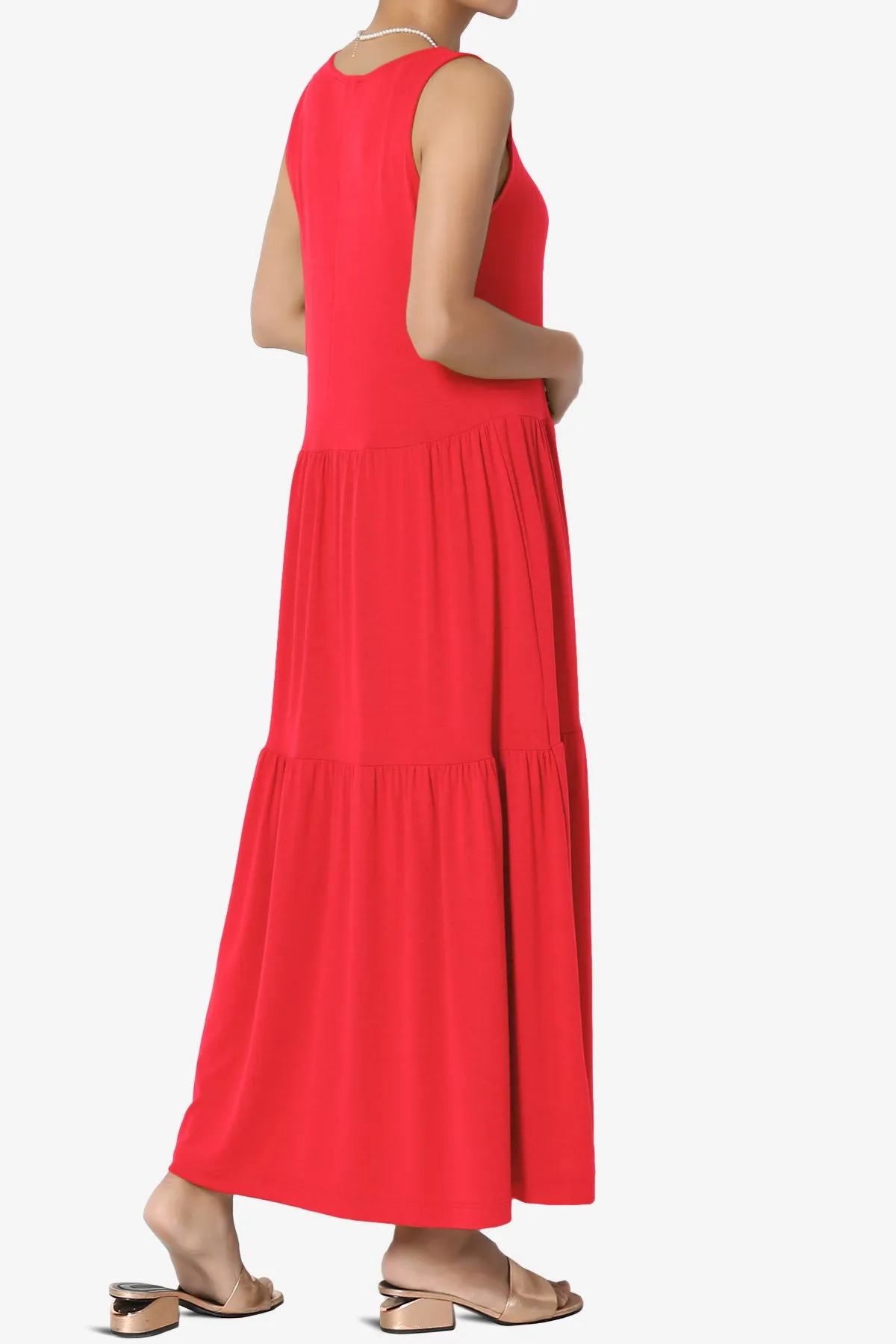 Macie Sleeveless Tiered Jersey Long Midi Dress
