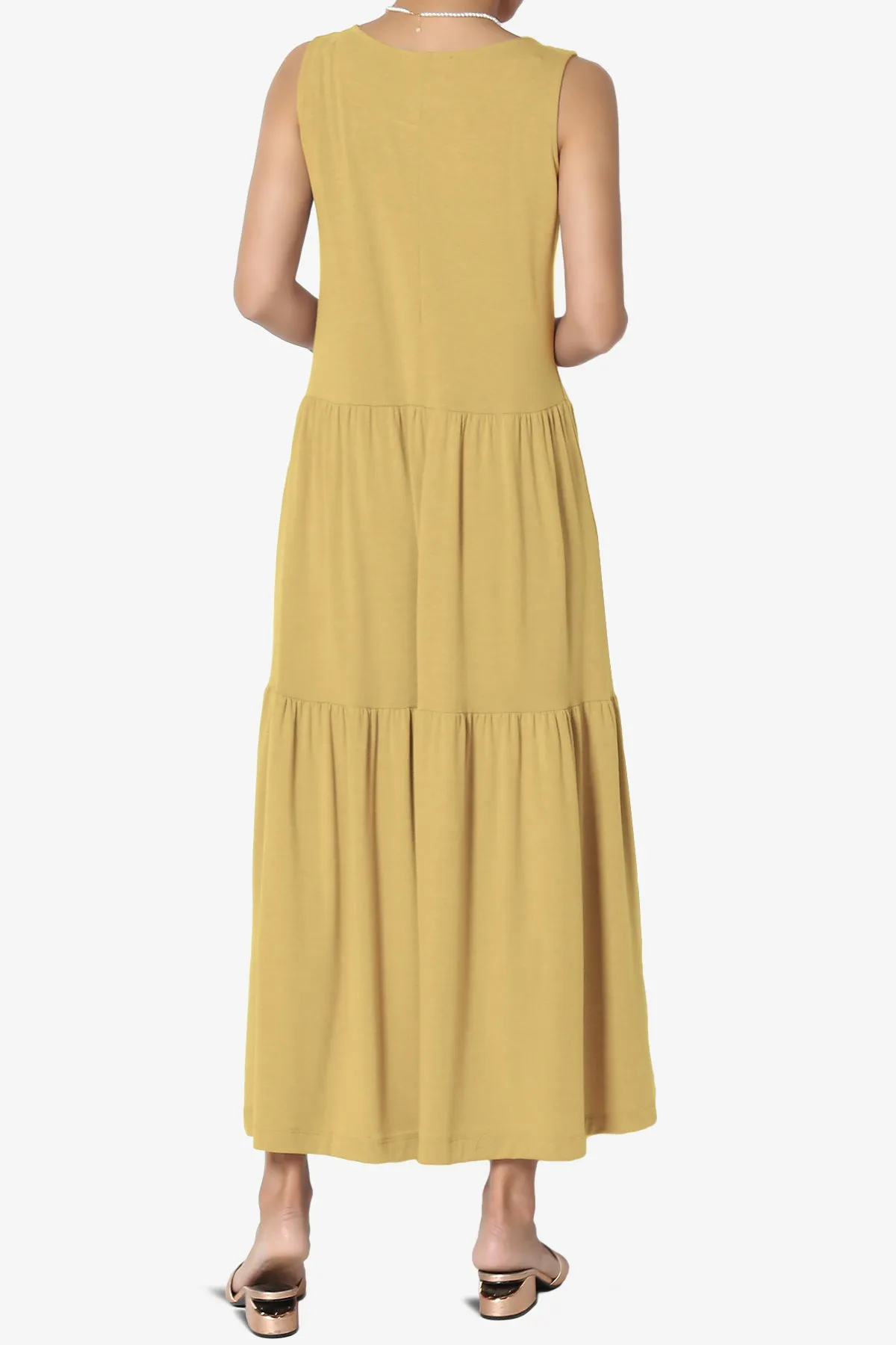 Macie Sleeveless Tiered Jersey Long Midi Dress
