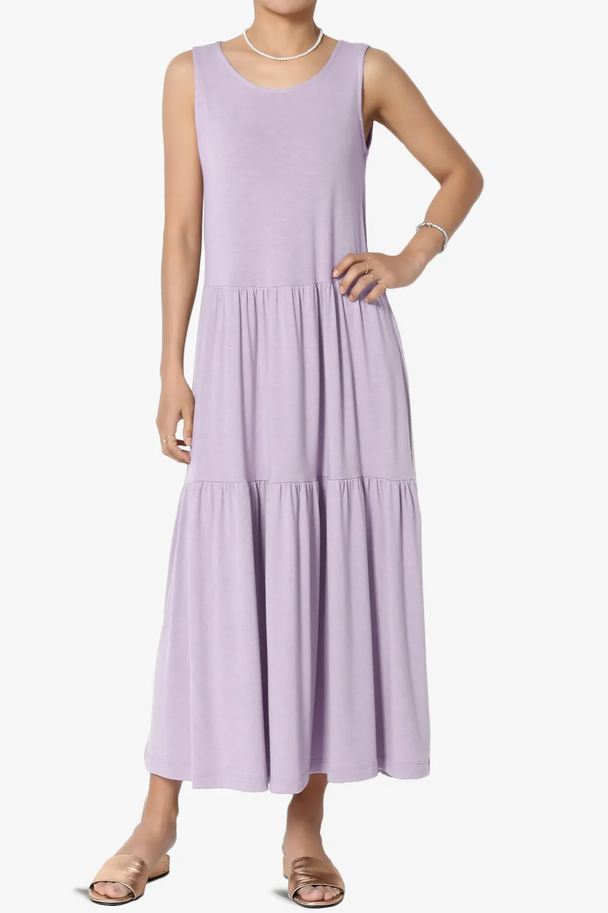 Macie Sleeveless Tiered Jersey Long Midi Dress