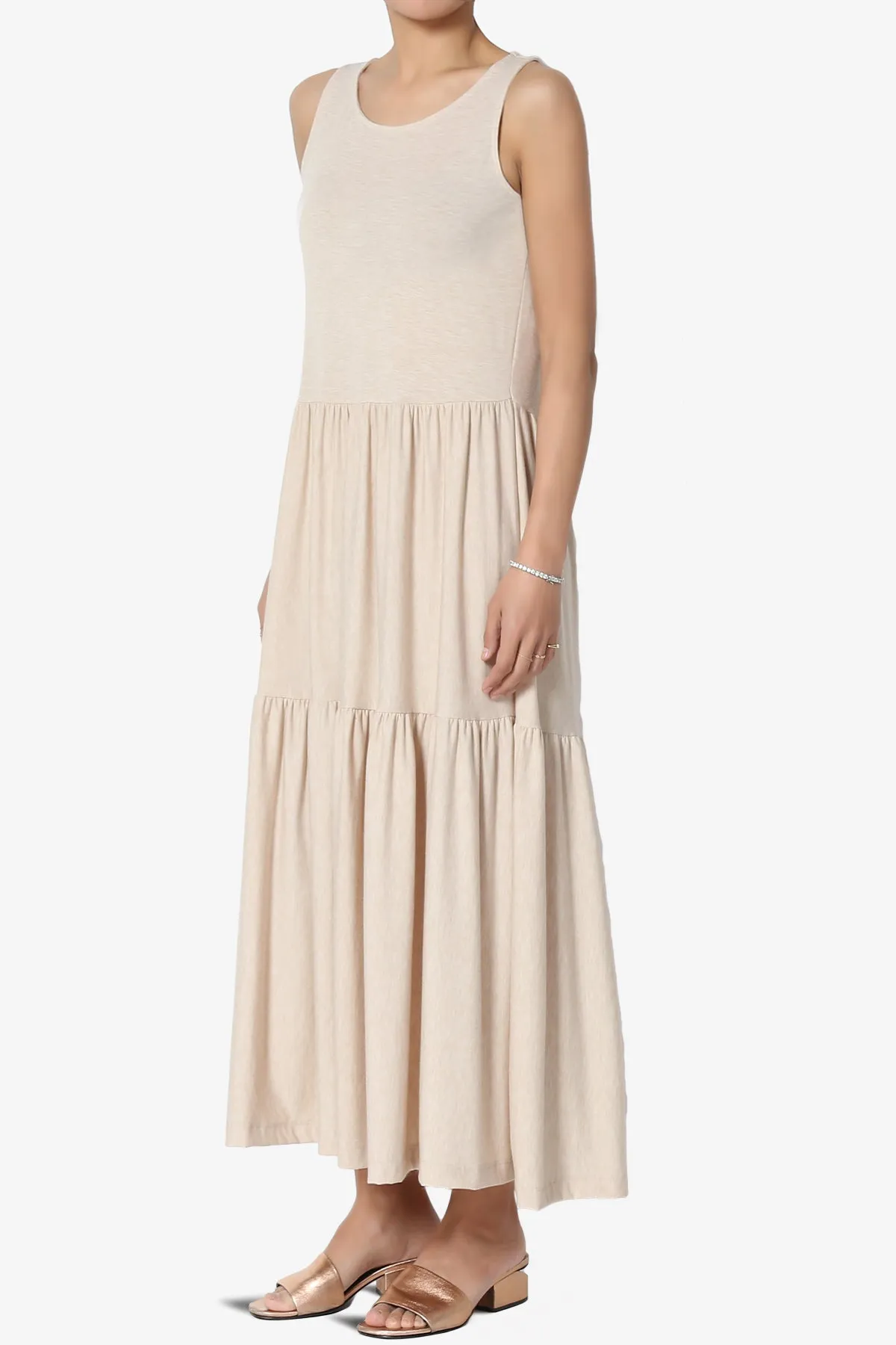 Macie Sleeveless Tiered Jersey Long Midi Dress