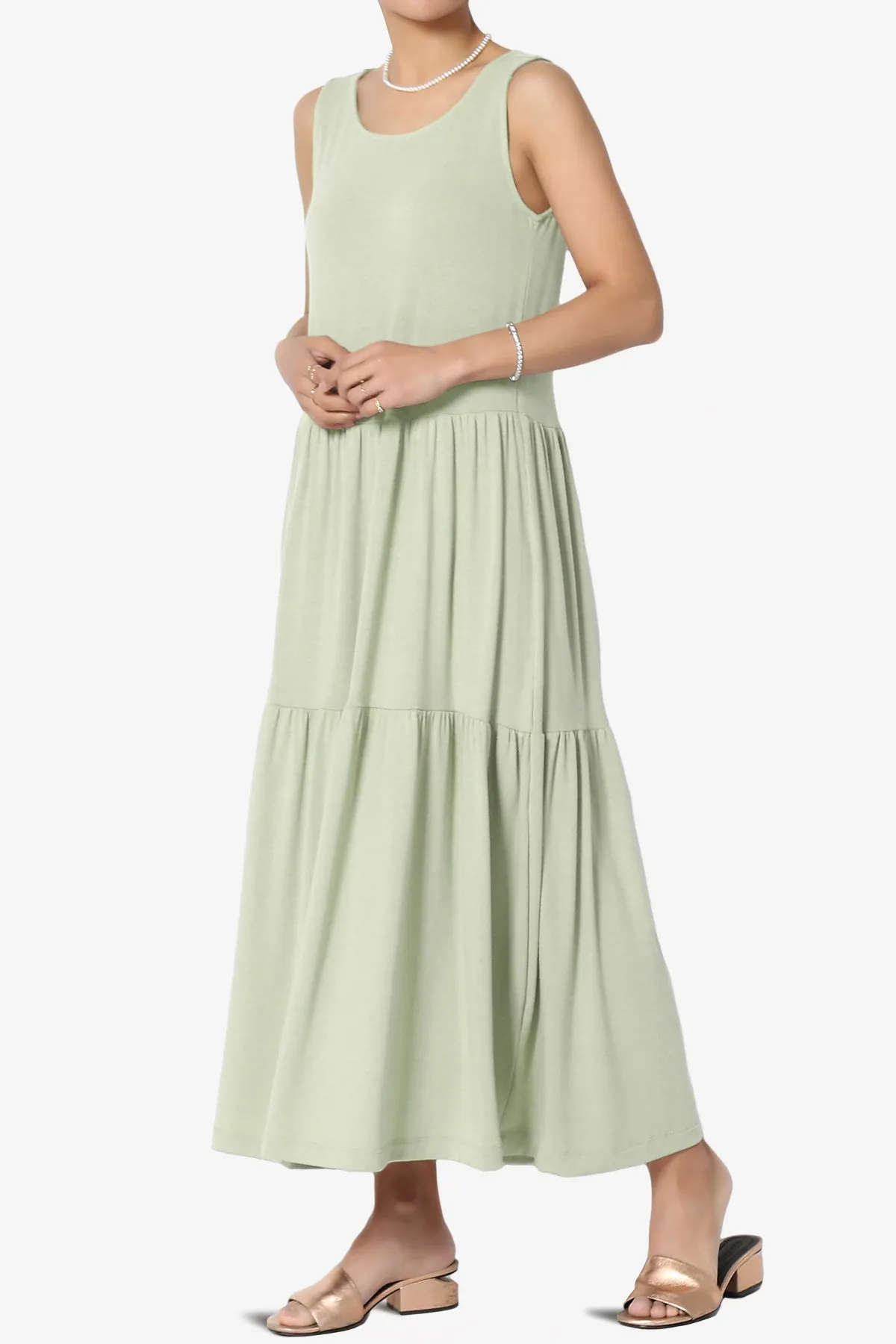 Macie Sleeveless Tiered Jersey Long Midi Dress