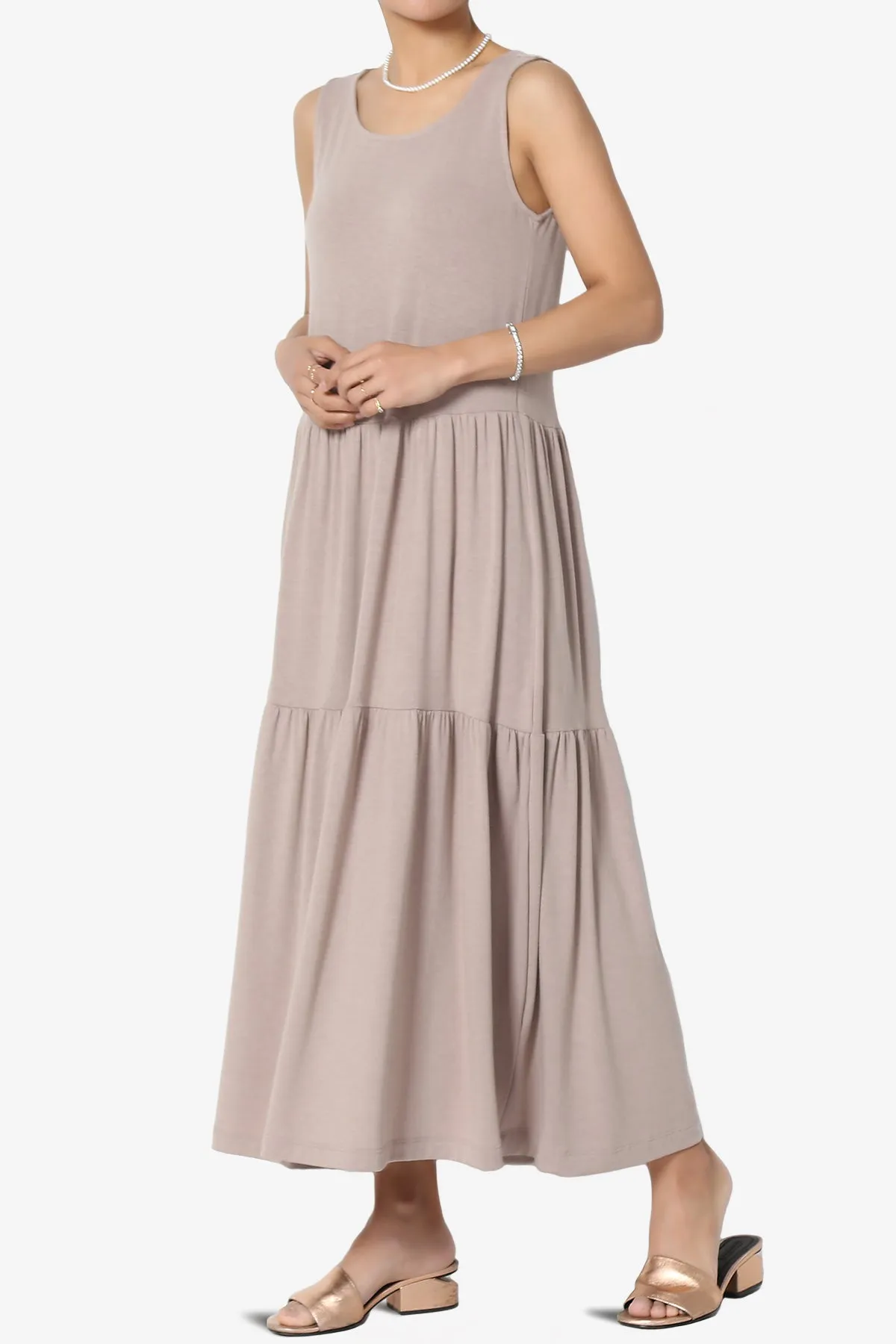 Macie Sleeveless Tiered Jersey Long Midi Dress