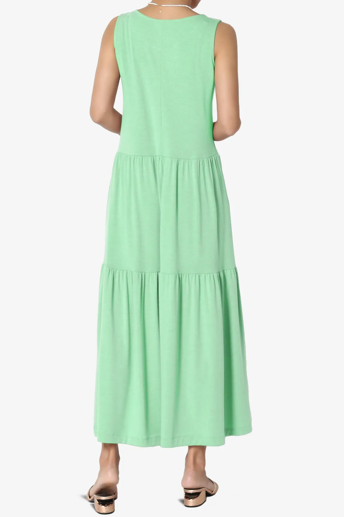 Macie Sleeveless Tiered Jersey Long Midi Dress