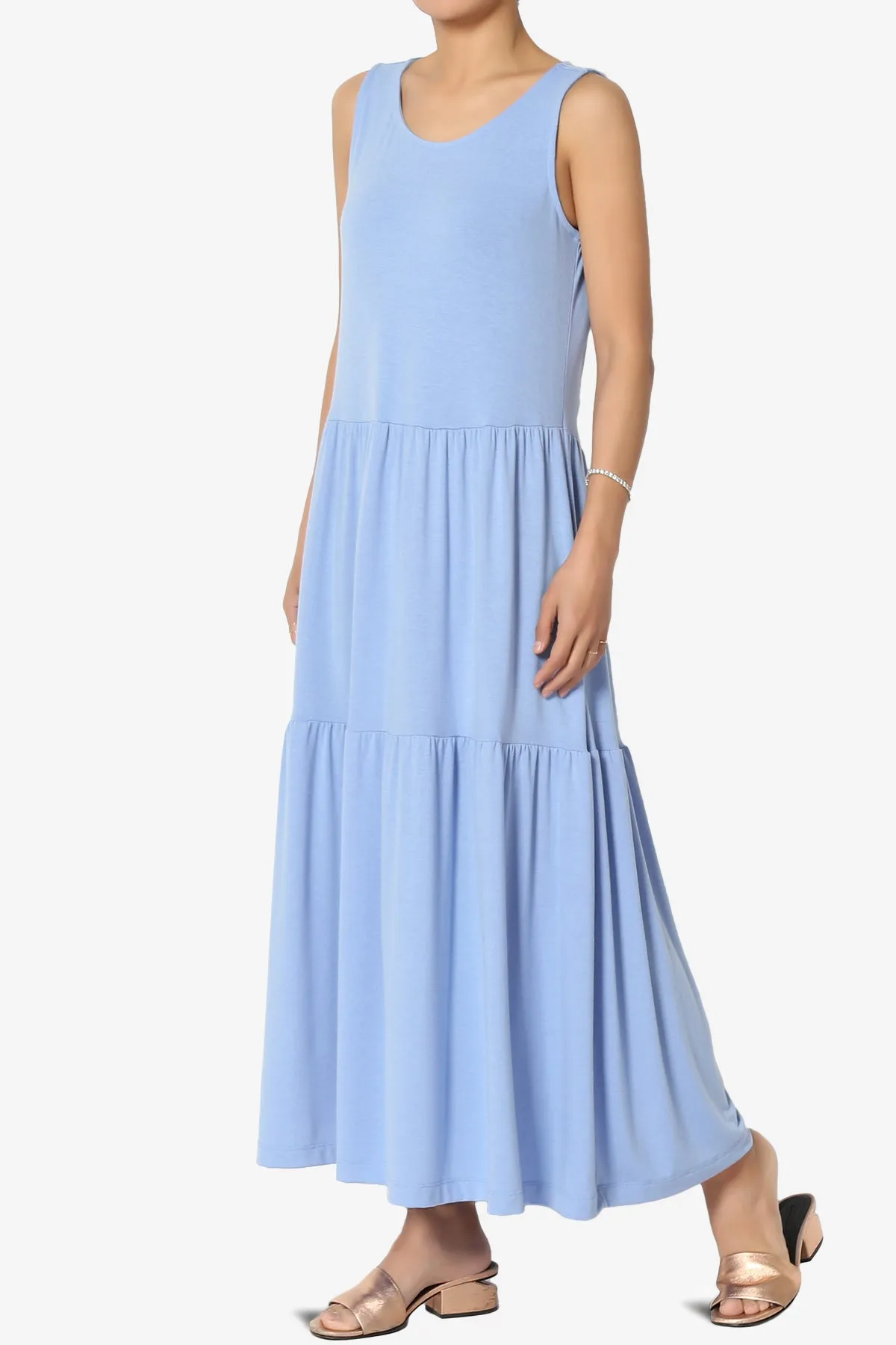Macie Sleeveless Tiered Jersey Long Midi Dress