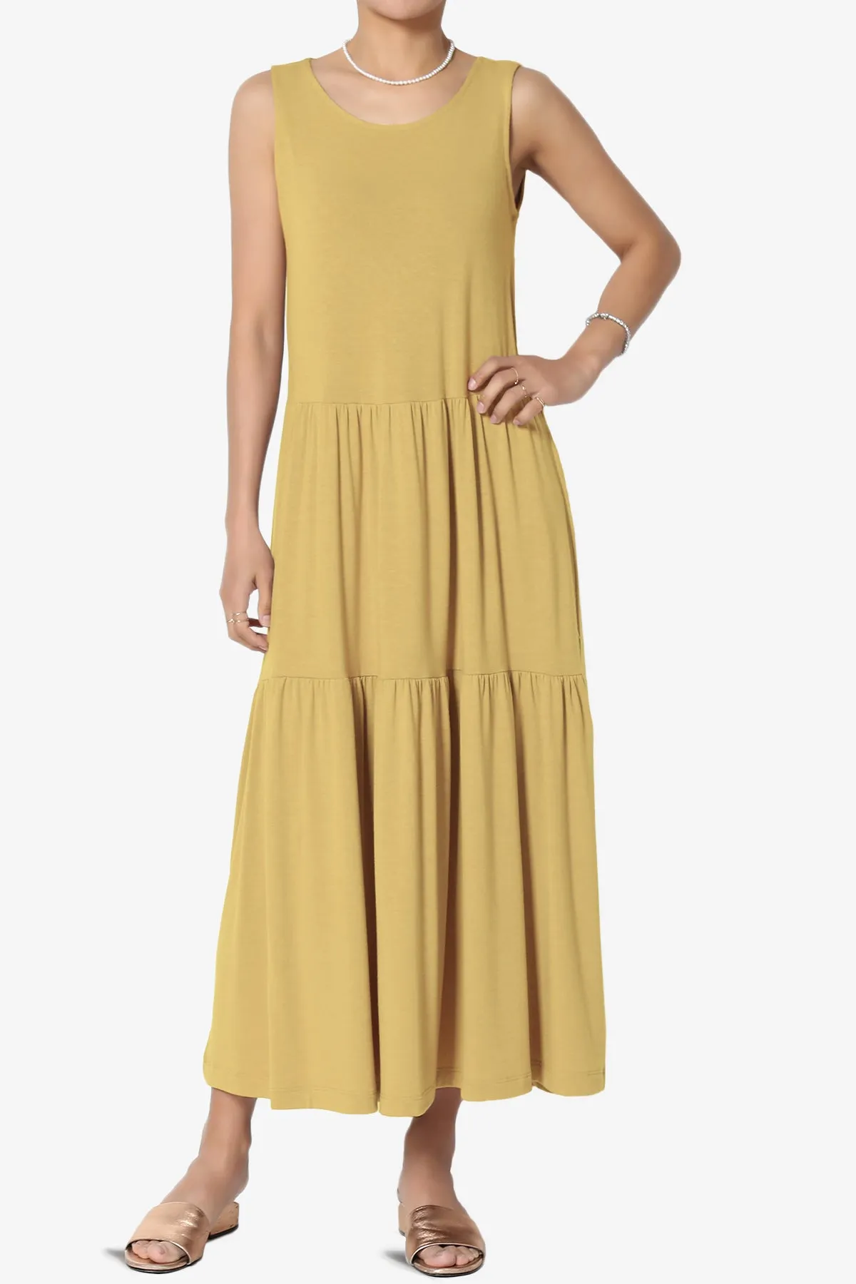 Macie Sleeveless Tiered Jersey Long Midi Dress