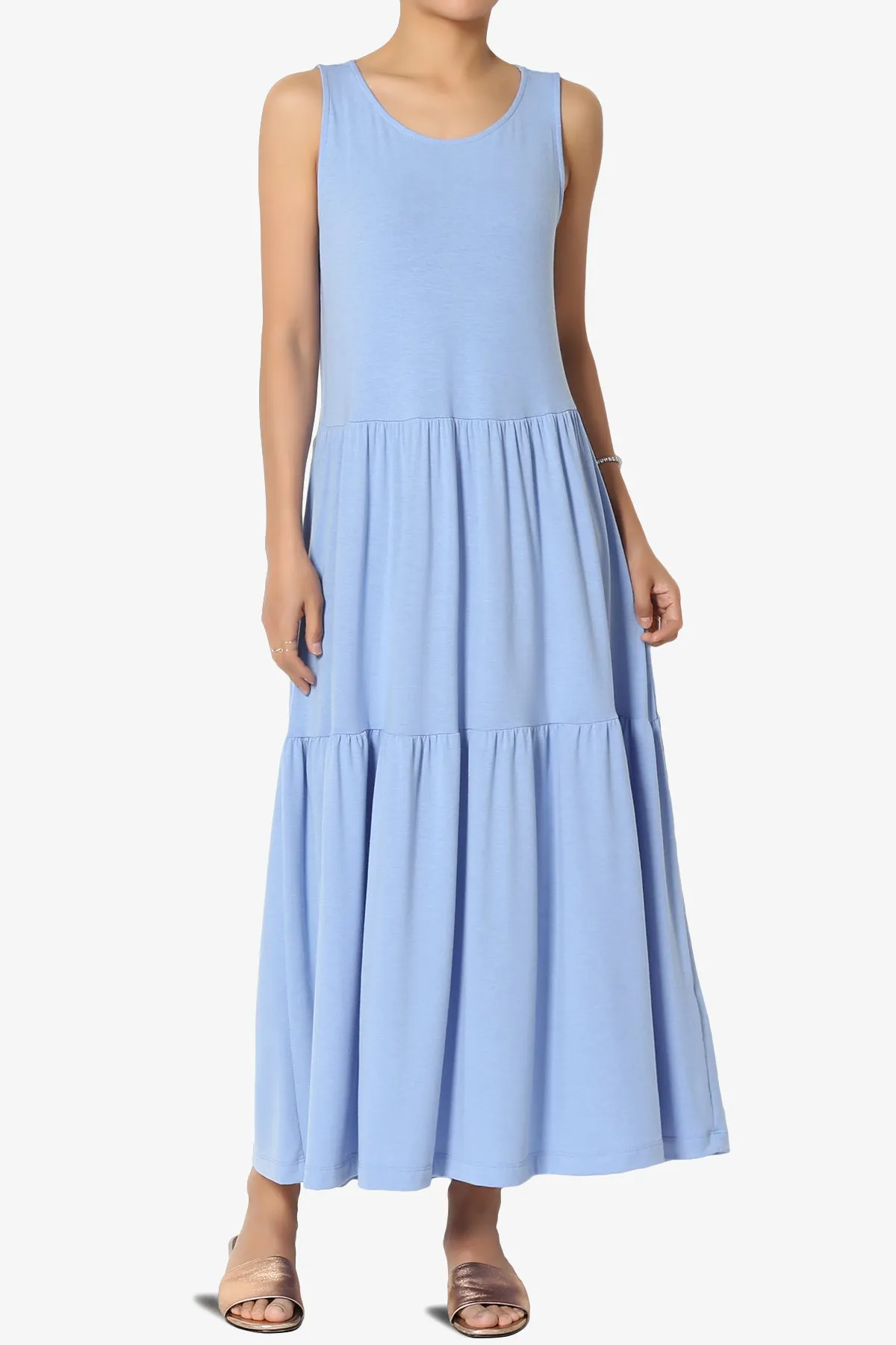 Macie Sleeveless Tiered Jersey Long Midi Dress