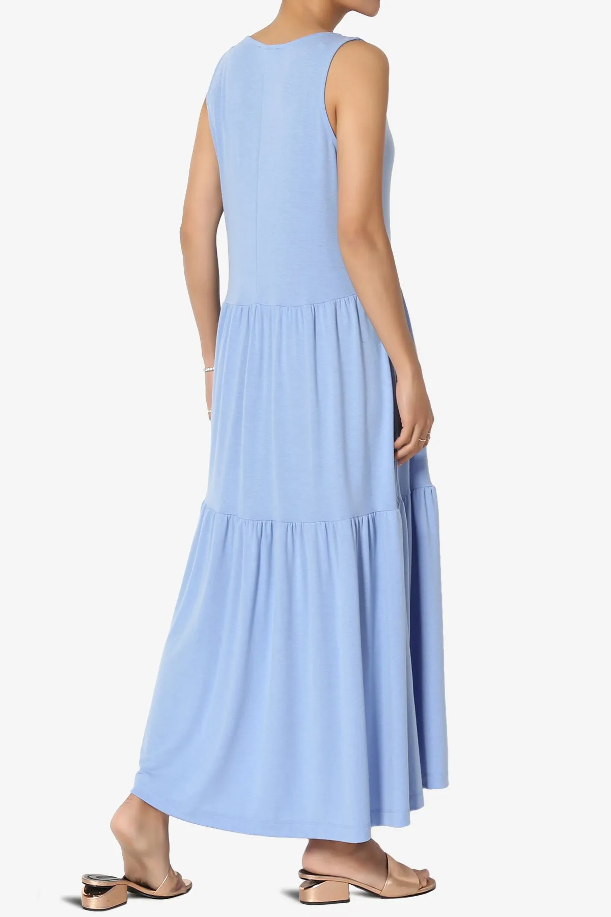 Macie Sleeveless Tiered Jersey Long Midi Dress