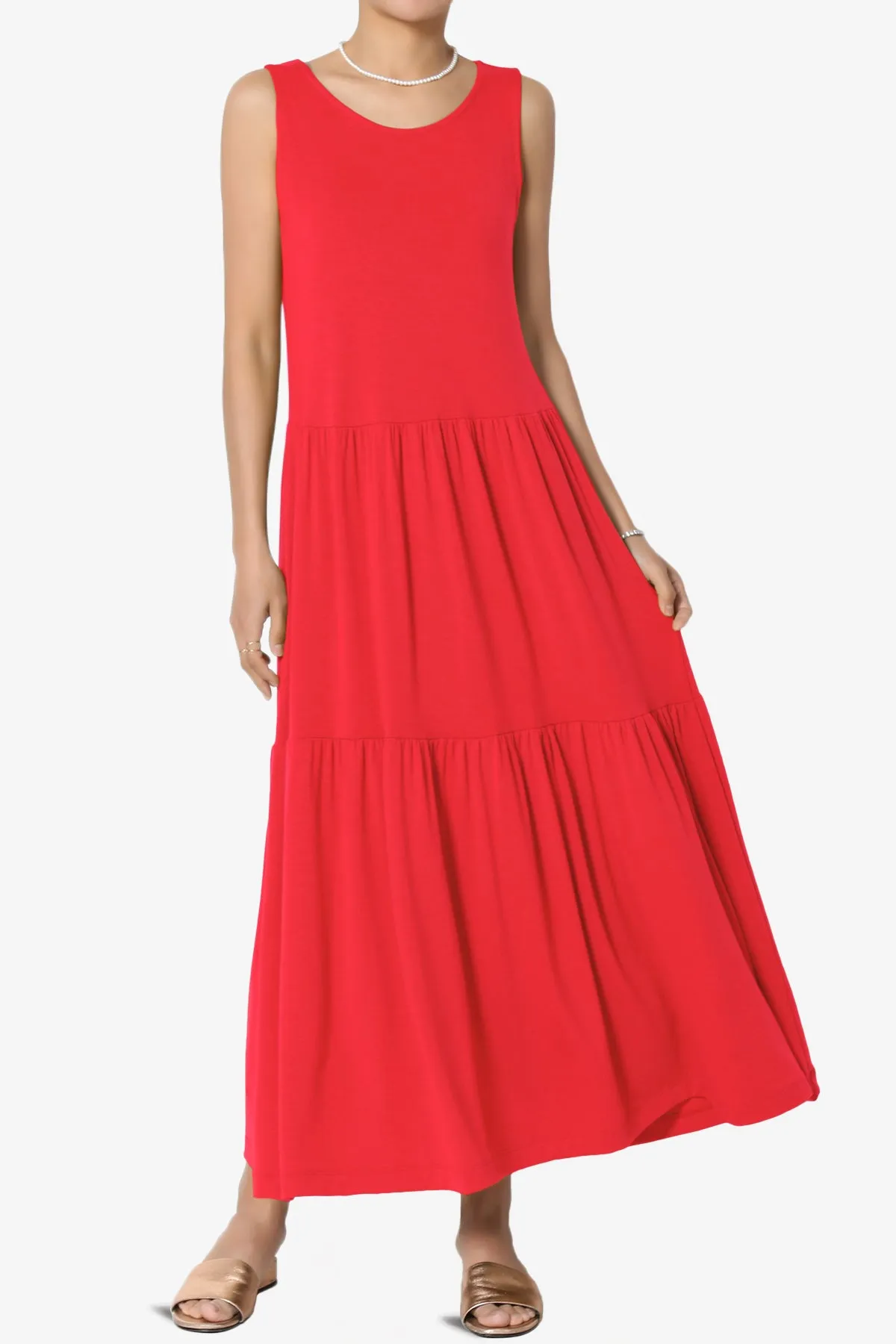 Macie Sleeveless Tiered Jersey Long Midi Dress