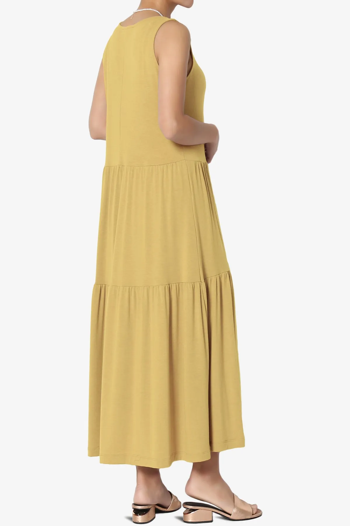 Macie Sleeveless Tiered Jersey Long Midi Dress