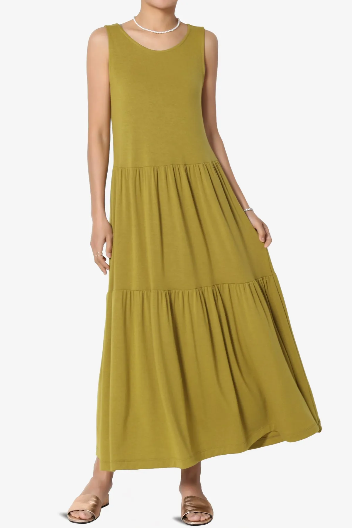 Macie Sleeveless Tiered Jersey Long Midi Dress