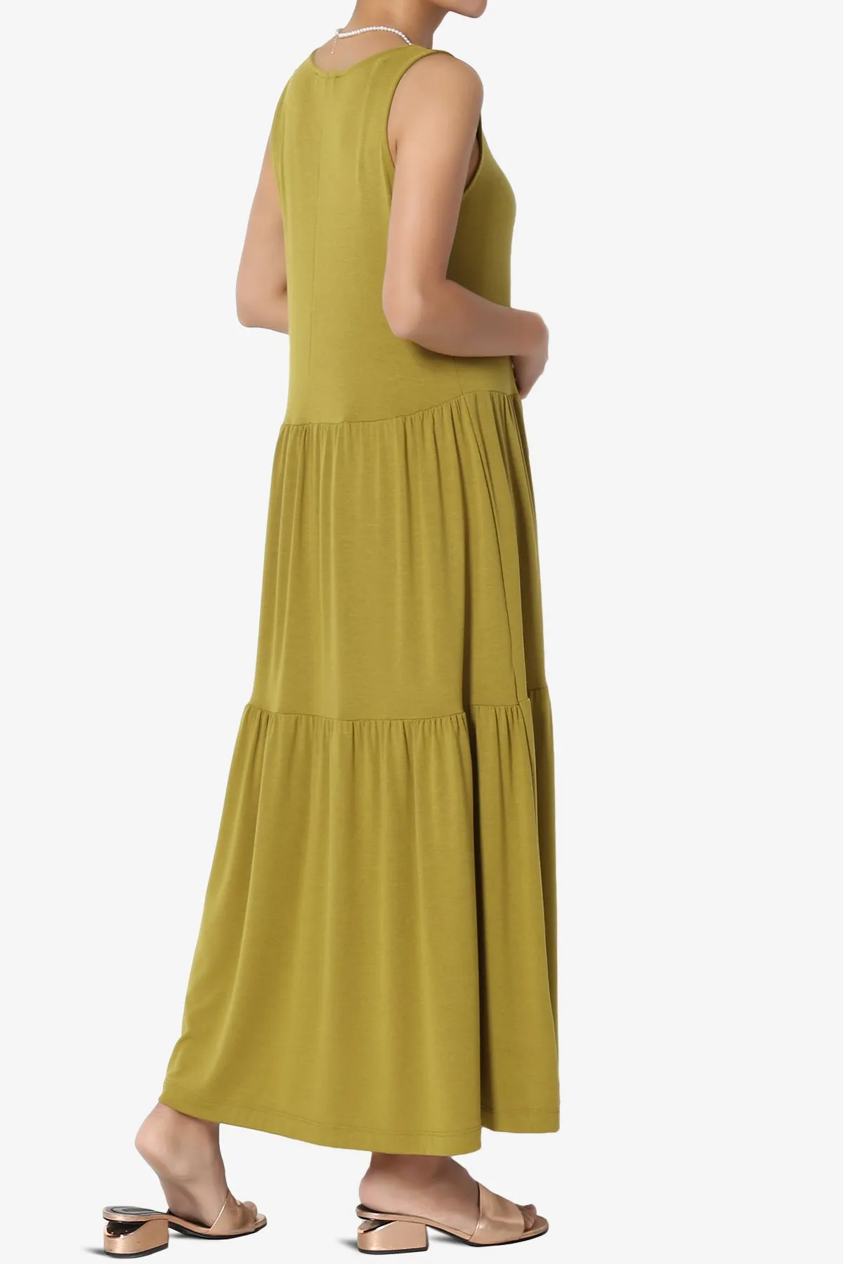 Macie Sleeveless Tiered Jersey Long Midi Dress