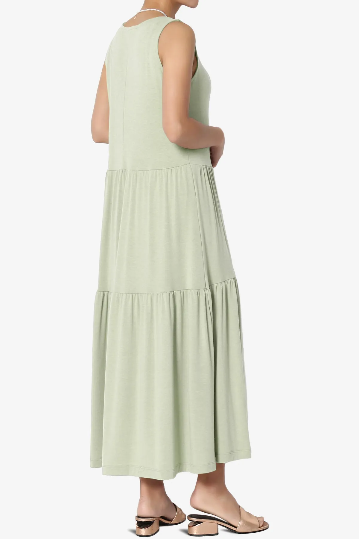 Macie Sleeveless Tiered Jersey Long Midi Dress