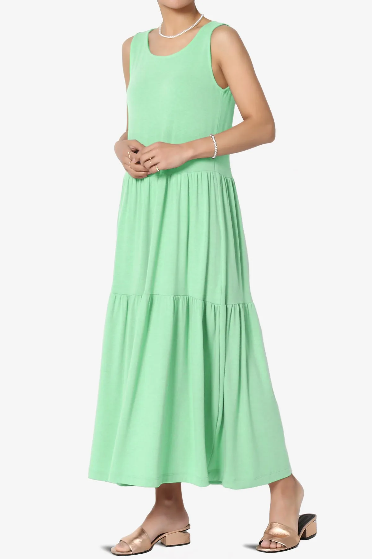 Macie Sleeveless Tiered Jersey Long Midi Dress