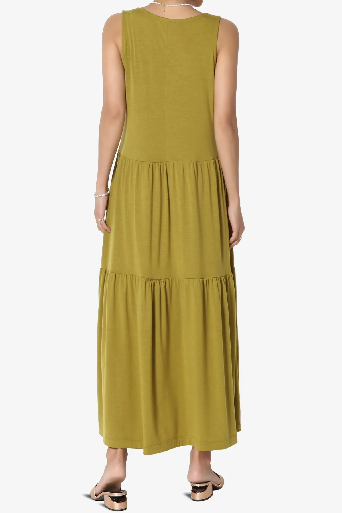 Macie Sleeveless Tiered Jersey Long Midi Dress