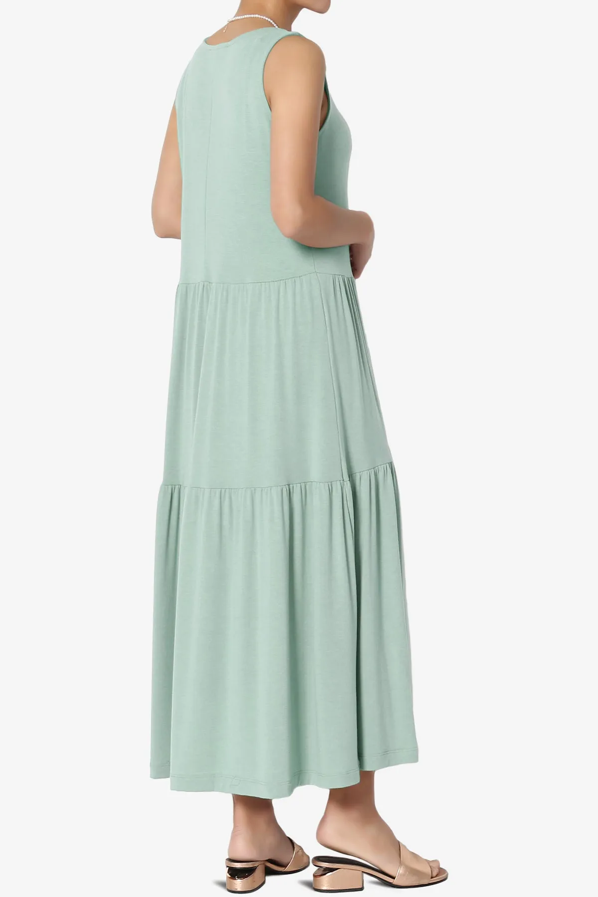 Macie Sleeveless Tiered Jersey Long Midi Dress