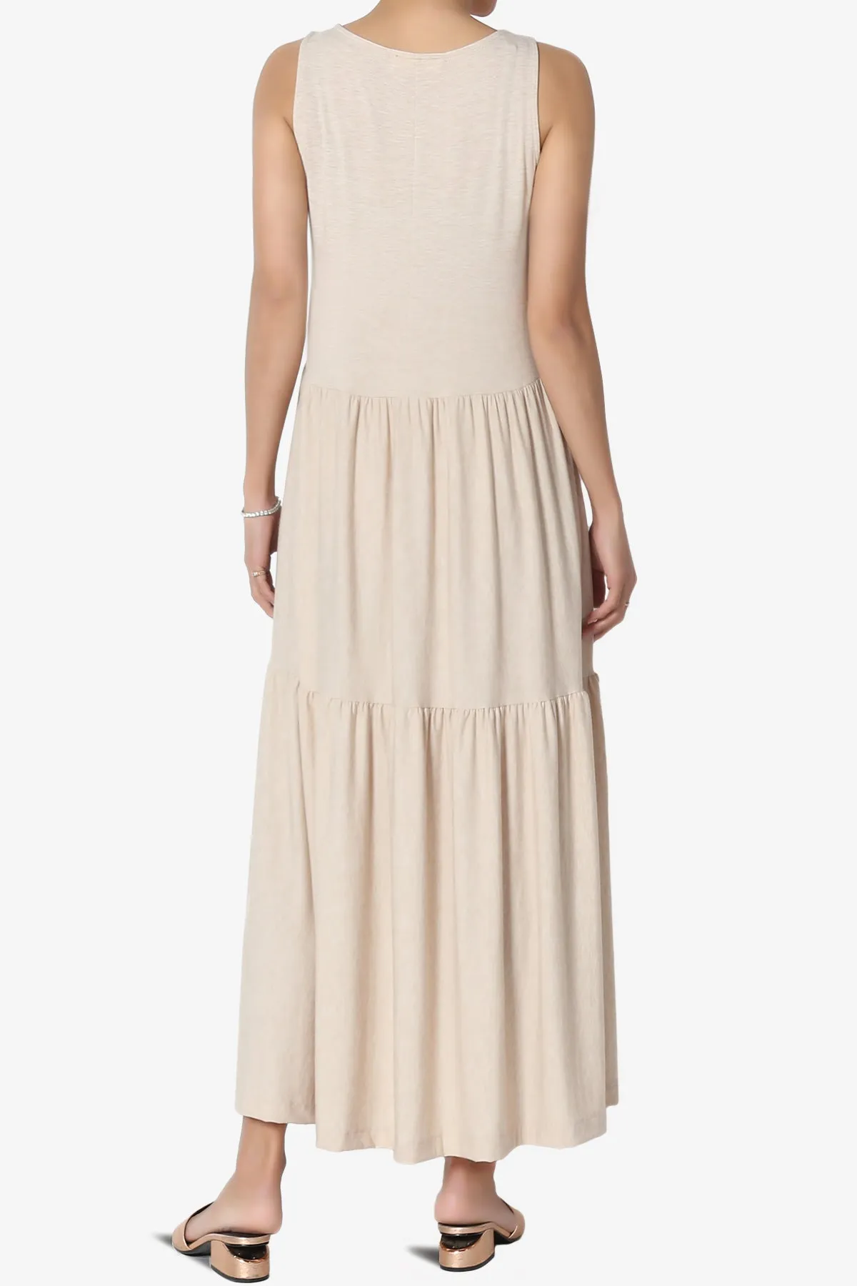 Macie Sleeveless Tiered Jersey Long Midi Dress