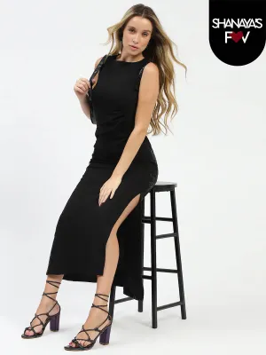 Madame Black Sequin Detailing Sleeveless Dress