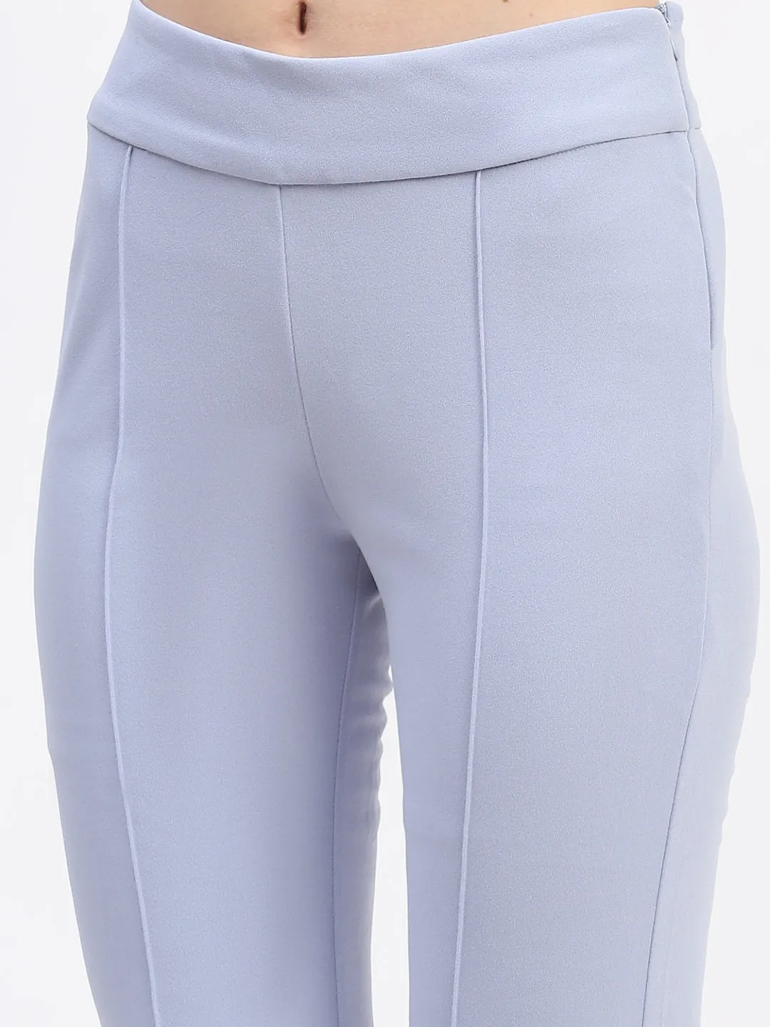 Madame Pleated Elasticated Waist Solid Sky Trousers
