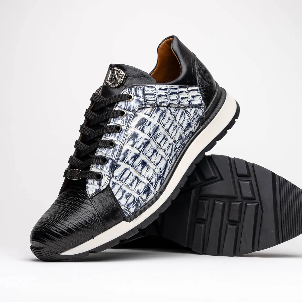 Marco Di Milano Portici Newspaper Men's Exotic Lizard / Crocodile Casual Sneakers