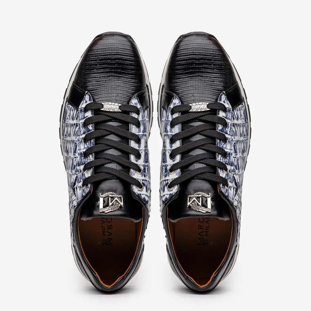 Marco Di Milano Portici Newspaper Men's Exotic Lizard / Crocodile Casual Sneakers