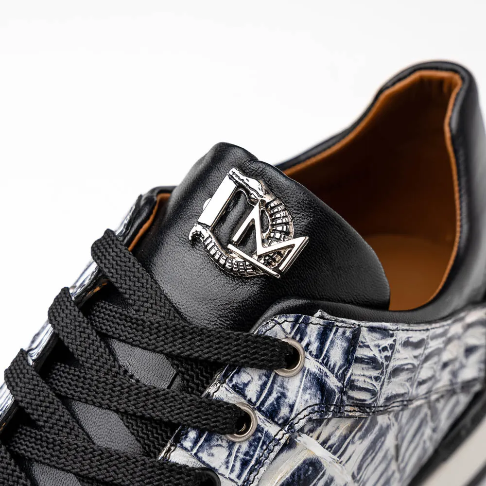 Marco Di Milano Portici Newspaper Men's Exotic Lizard / Crocodile Casual Sneakers