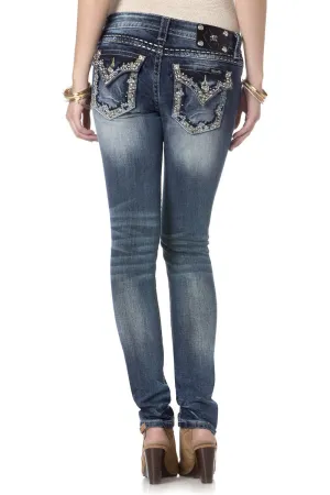 Miss Me Belles & Bling Border Skinny Jeans