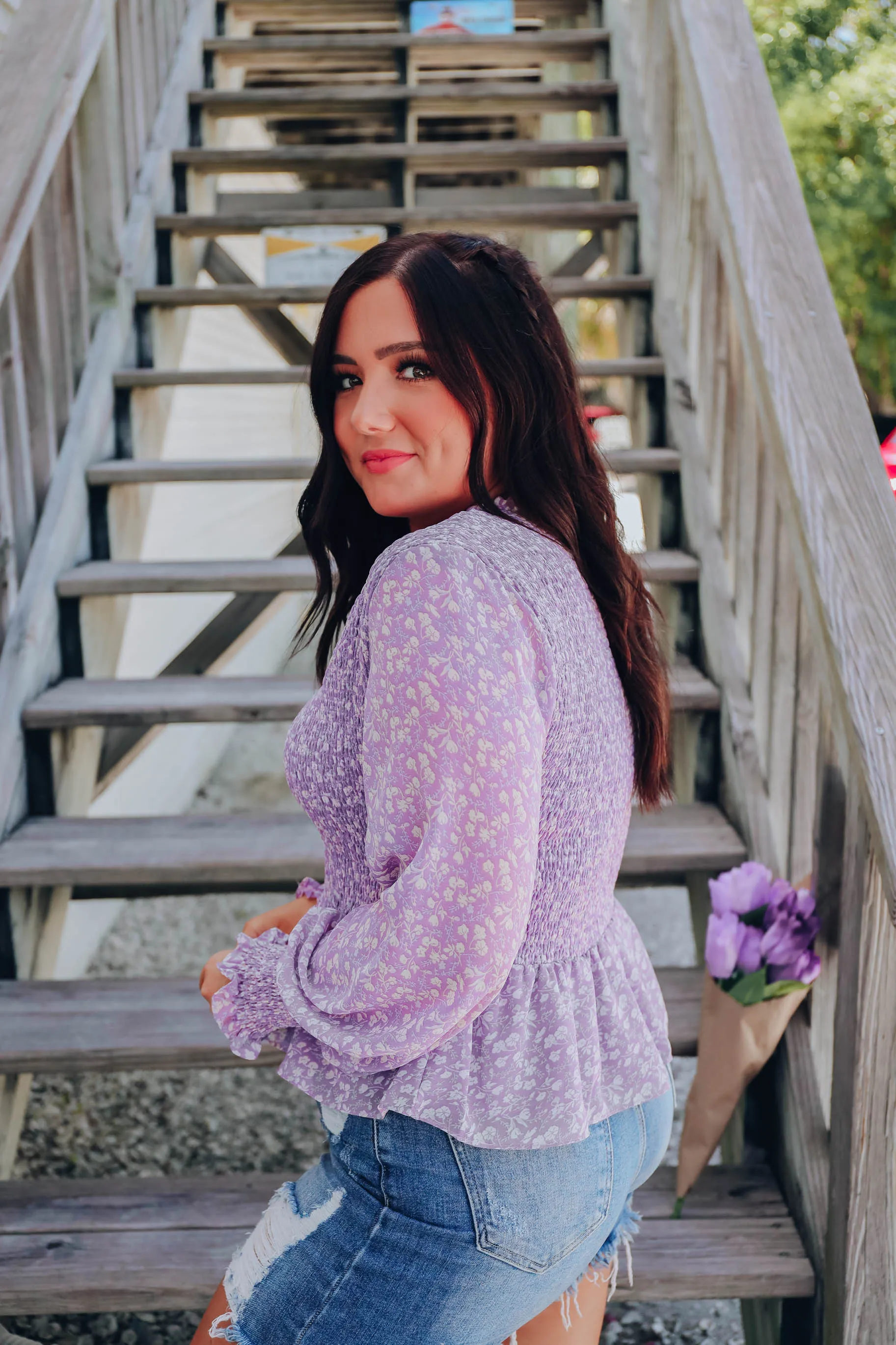 Misty Lilac Peplum Blouse