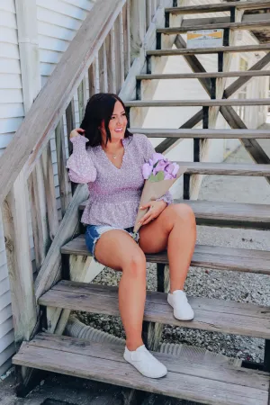 Misty Lilac Peplum Blouse