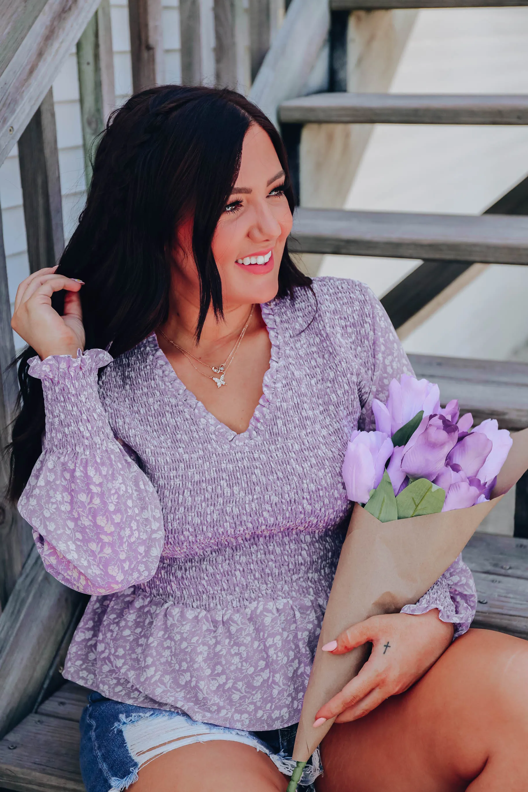 Misty Lilac Peplum Blouse