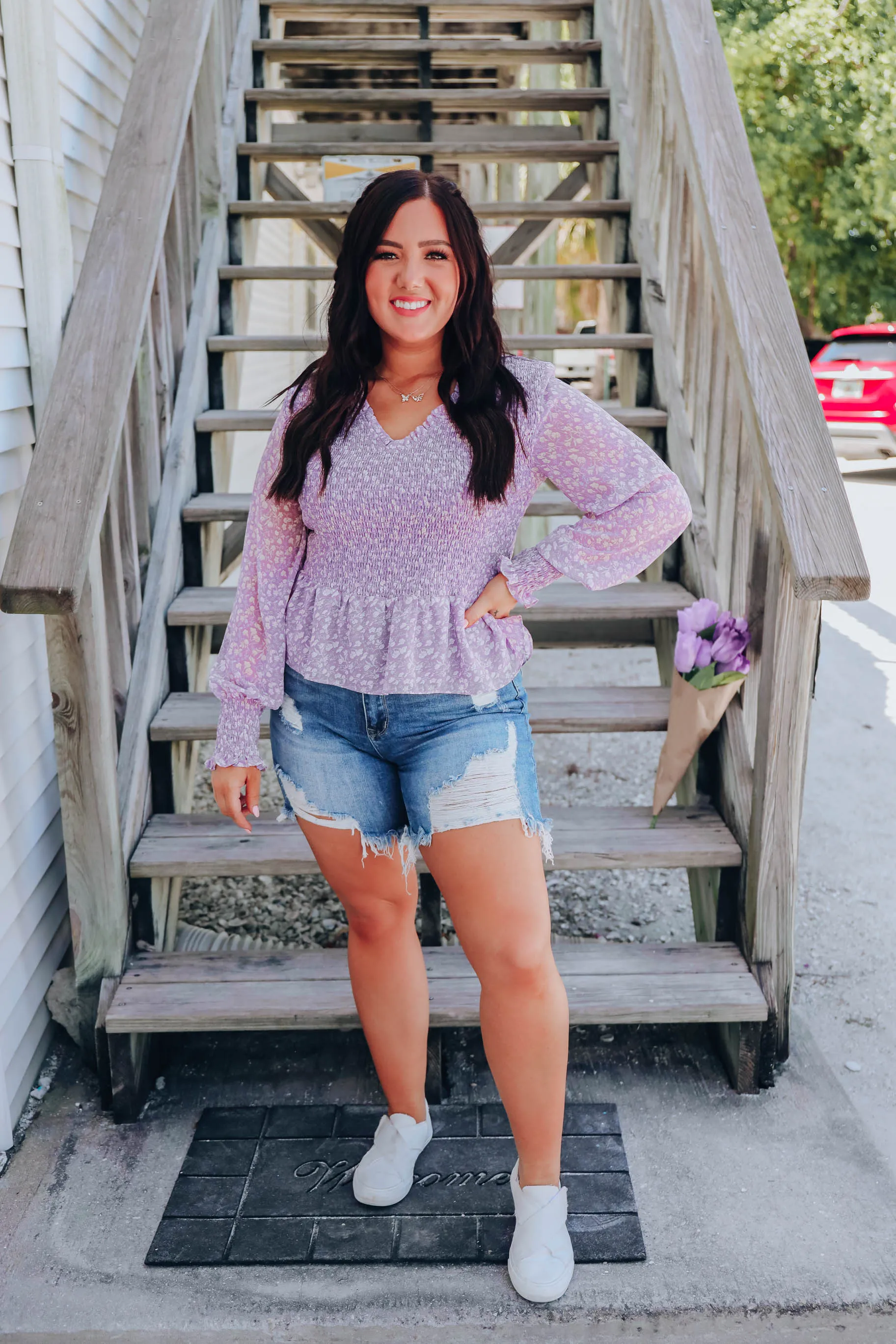 Misty Lilac Peplum Blouse