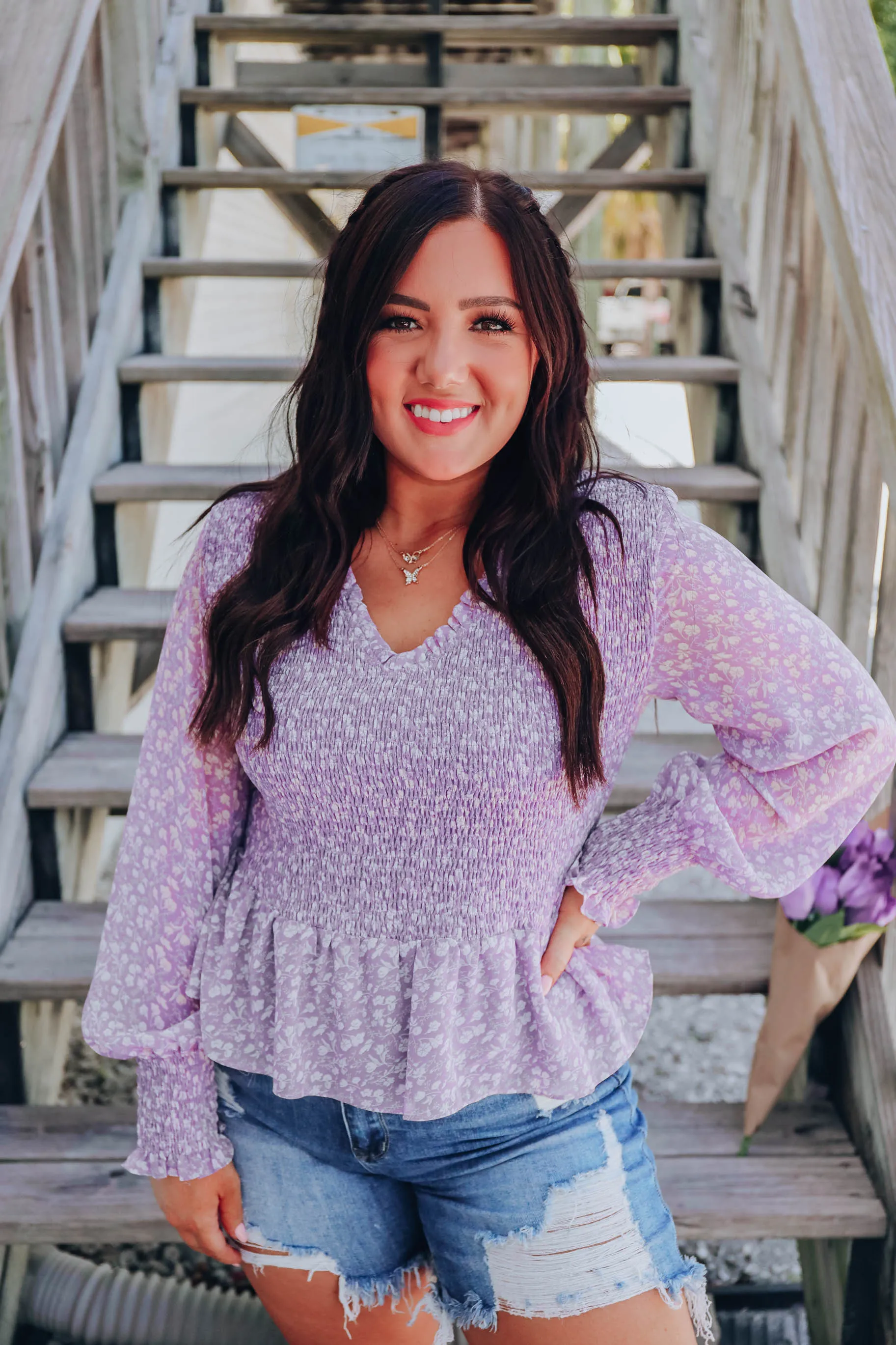 Misty Lilac Peplum Blouse