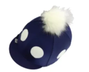 Navy Glitter Spots Pom Pom Lycra Hat Cover