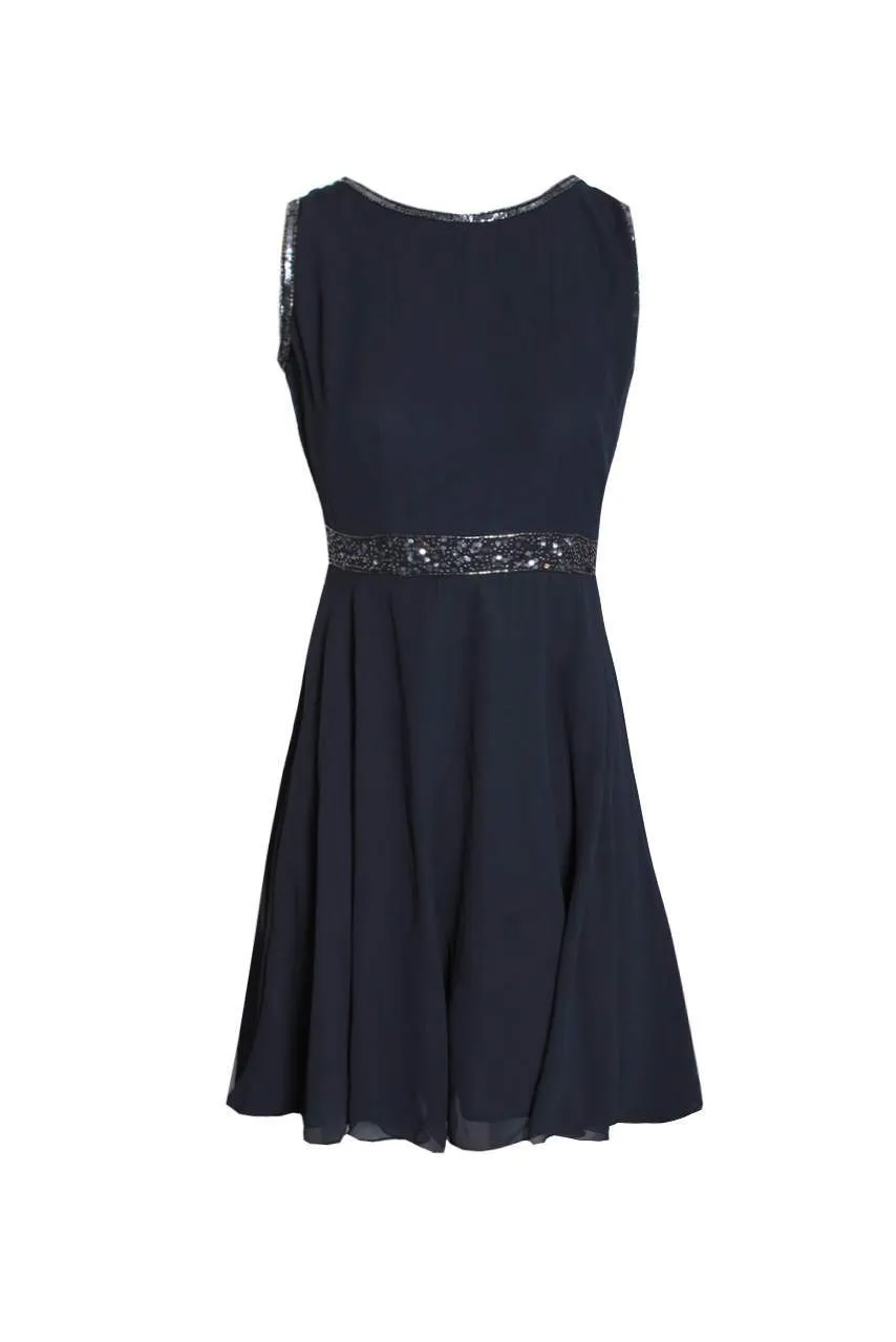 Navy Sequin Skater Dress