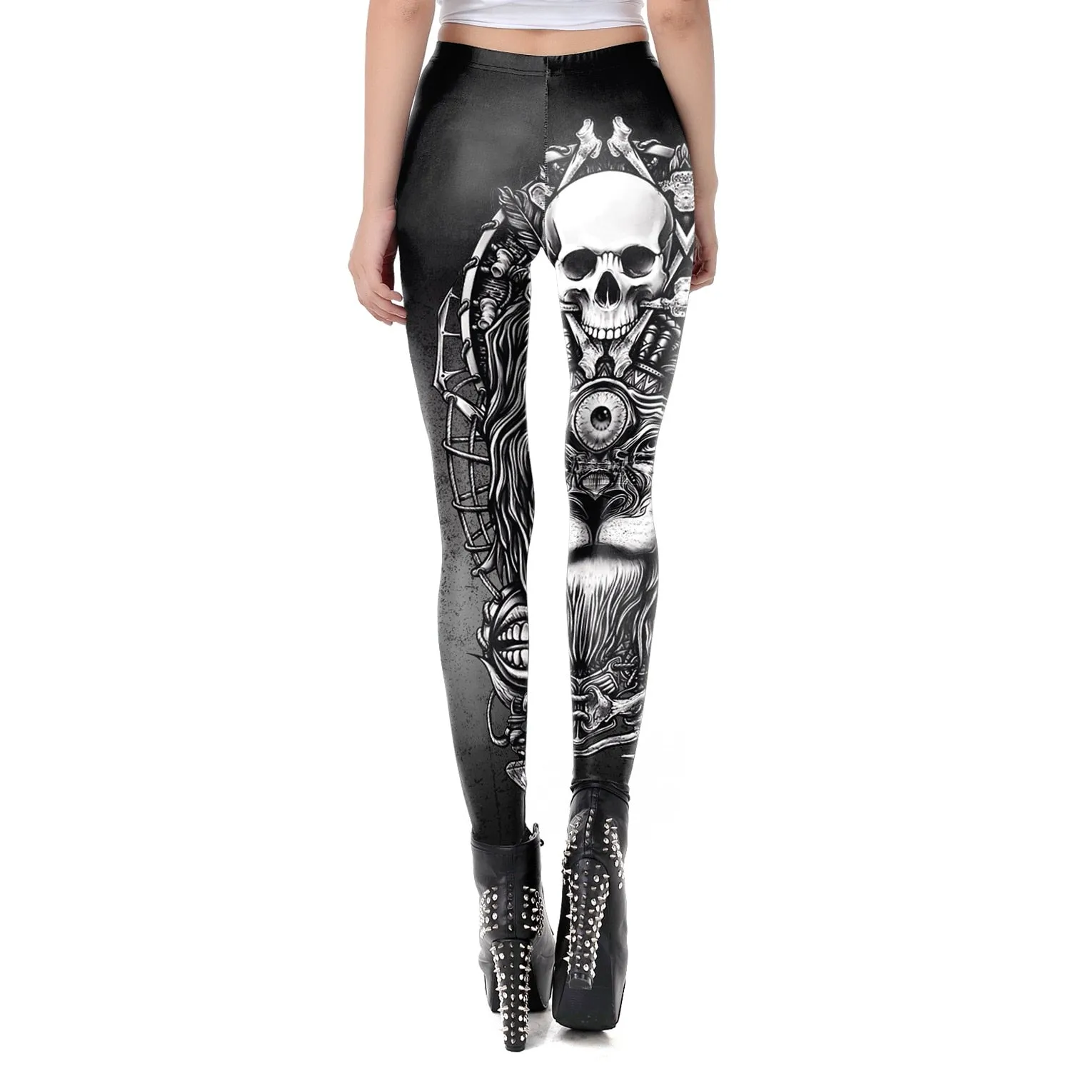 New Skull Design Gothic Steampunk Leggings