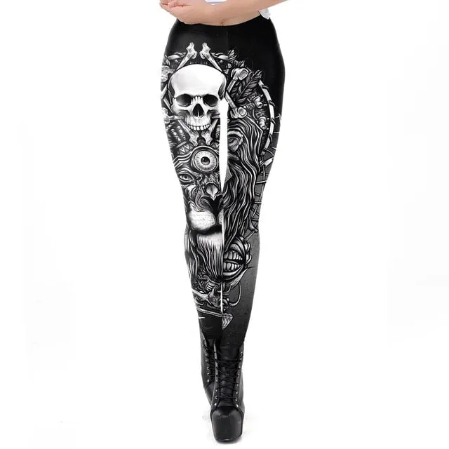 New Skull Design Gothic Steampunk Leggings