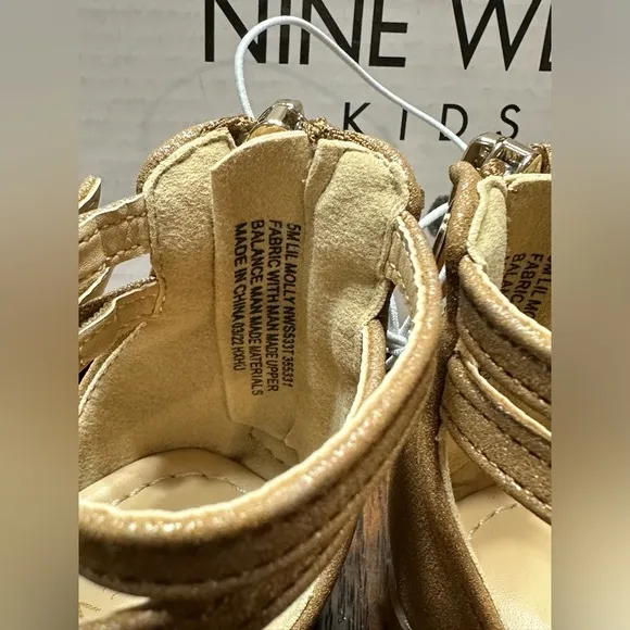 Nine West Kids Toddler/Baby Girls Lily Molly Cognac Sandals NWT Size 5