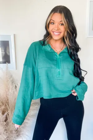 NOW & THEN ZIP UP-HUNTER GREEN