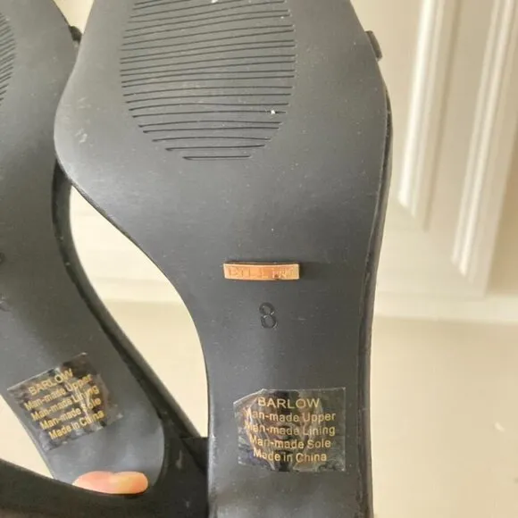 NWOT Billini Free People Barlow Black Satin Bling Heels Sz 8