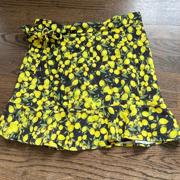 NWT Parker black and yellow lemon mini skirt size 10